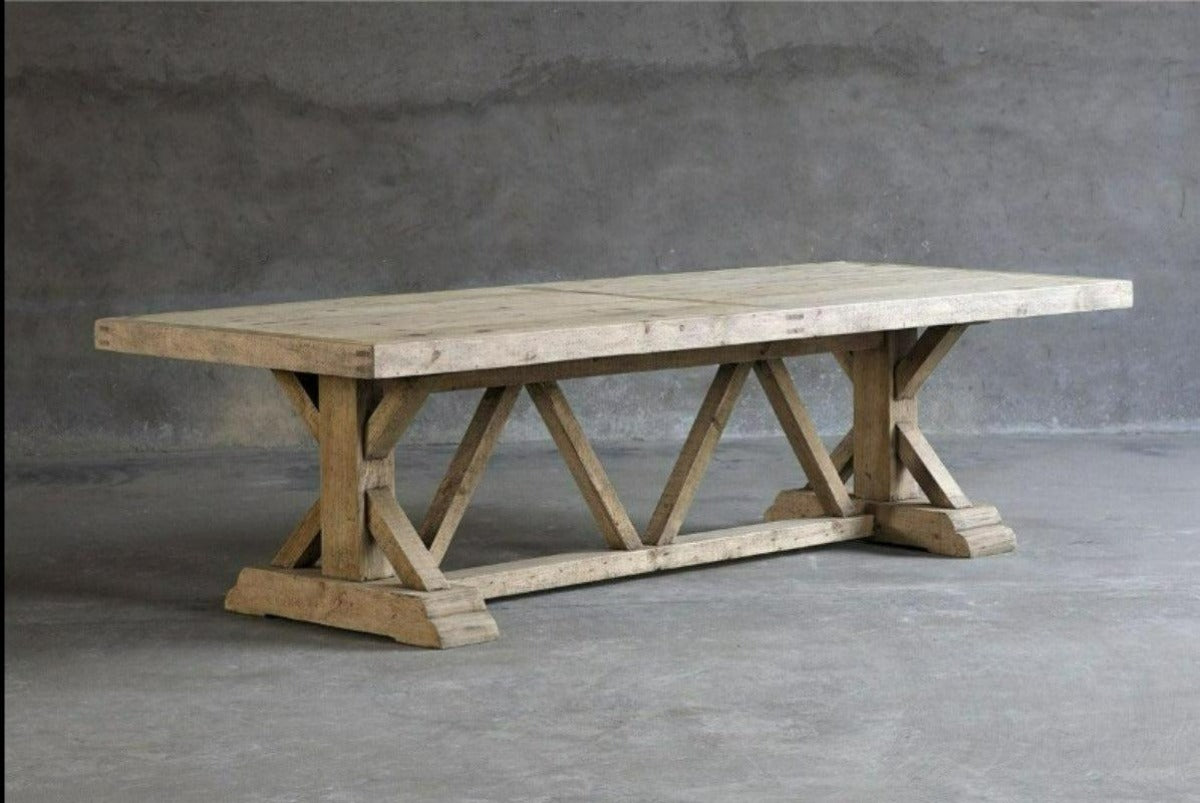 Salvaged Wood Trestle Dining Table Shop And Earn Points