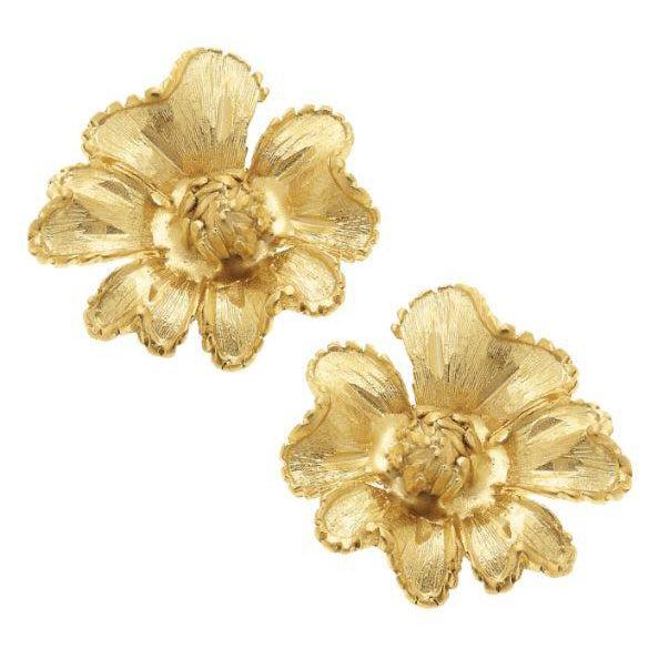Susan Shaw Handcast Gold Stud Flower Earrings