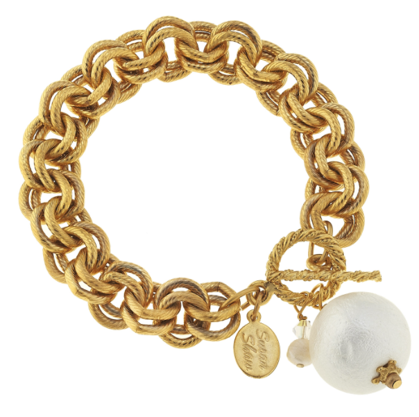 Handcast Gold with Cotton Pearl Bracelet