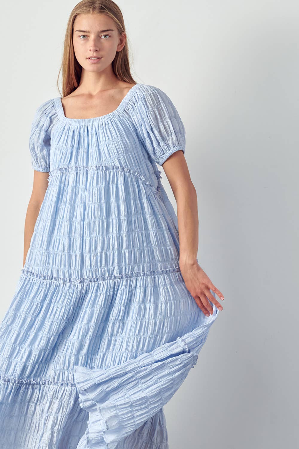 Off the Shoulder Maxi Tiered w/ Ruffled Dress