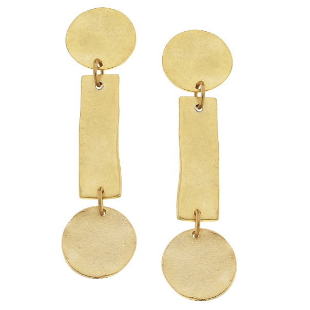 Susan Shaw Handcast Gold Round/Bar Earrings