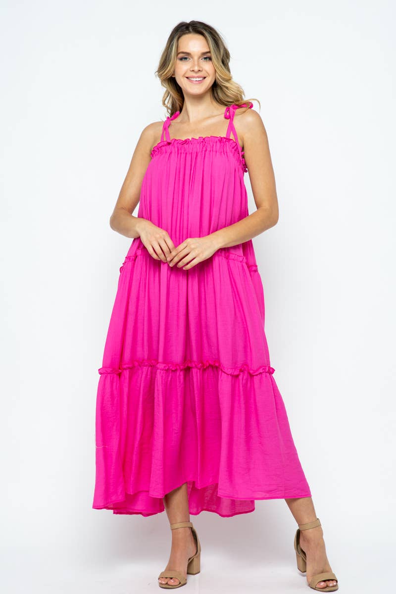 Ruffle Tiered Maxi Dress with Straps