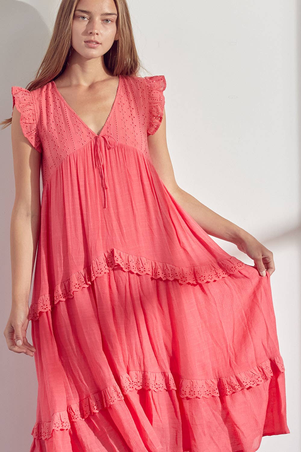 Sweetheart Maxi Dress with Scallop Edges