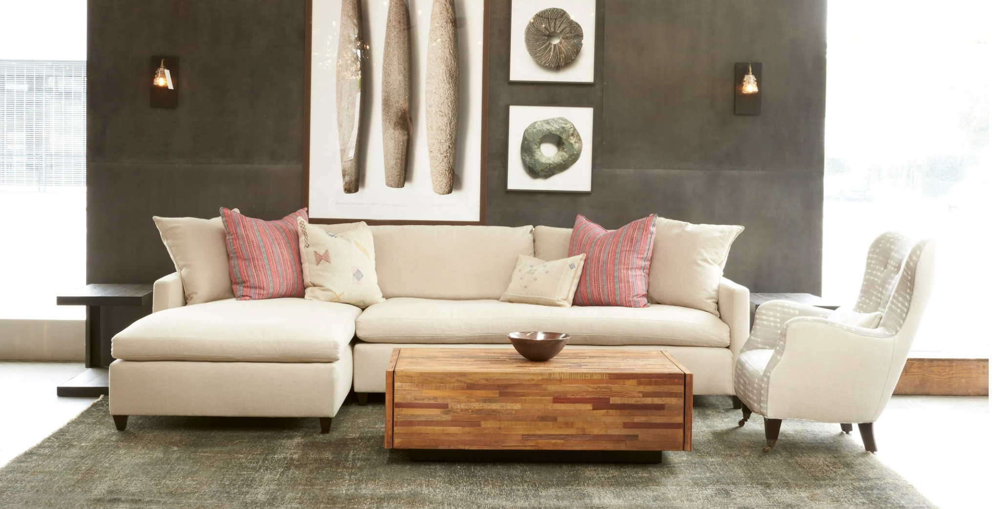 Cisco Brothers Louis Sectional Denim White - In Stock