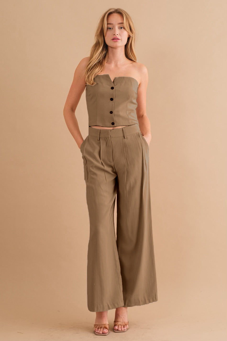 Image of Two-Piece Strapless Top & Pant Set