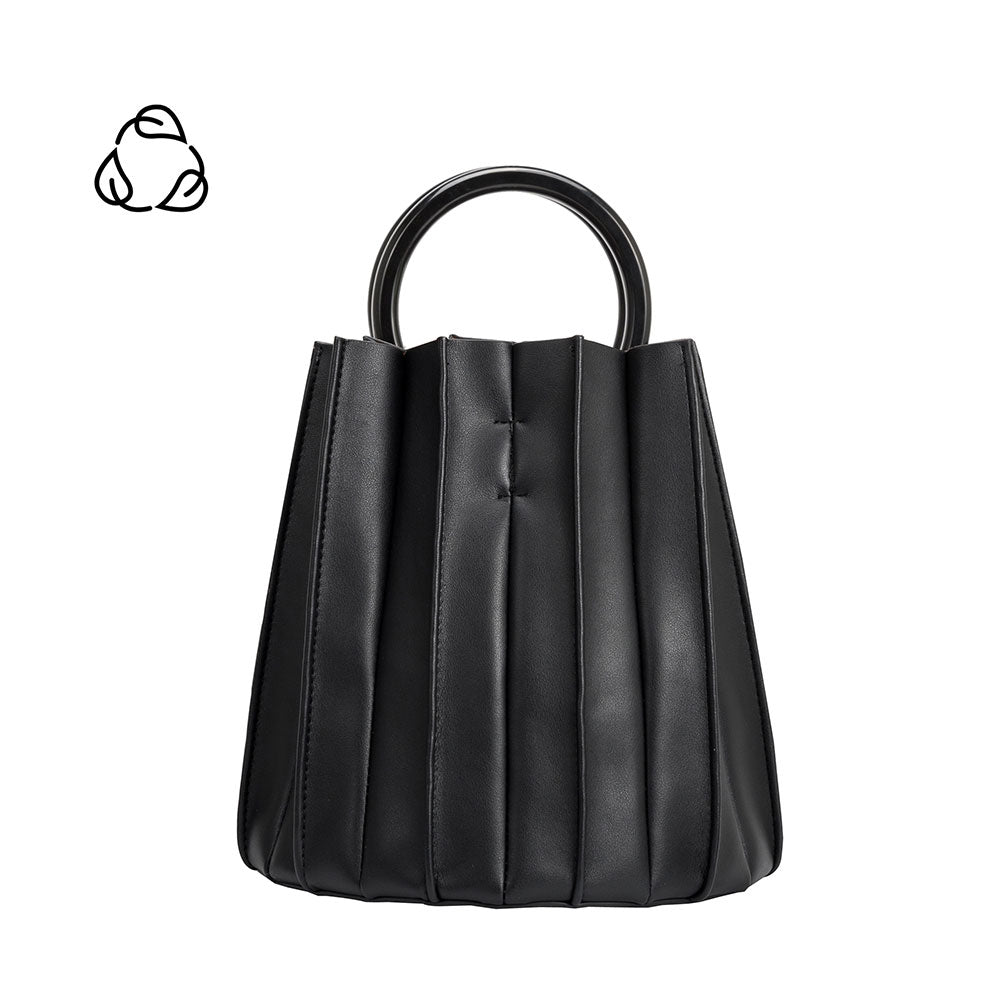 Black Lily Small Recycled Vegan Leather Top Handle Bag | Melie Bianco