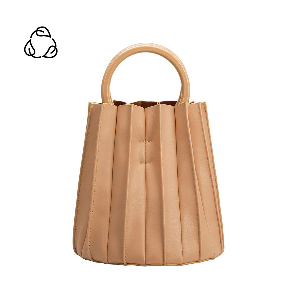 Tan Lily Small Recycled Vegan Leather Top Handle Bag | Melie Bianco