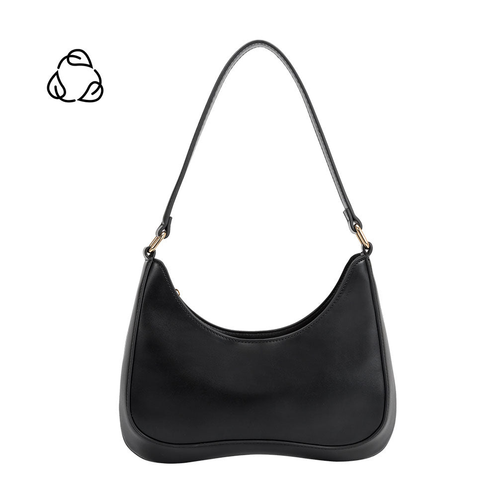 Black Yvonne Small Recycled Vegan Leather Shoulder Bag | Melie Bianco