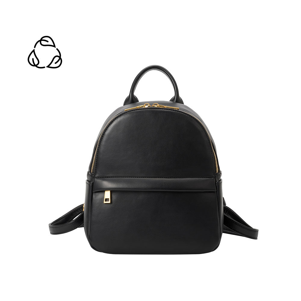 Black Louise Small Recycled Vegan Leather Backpack | Melie Bianco