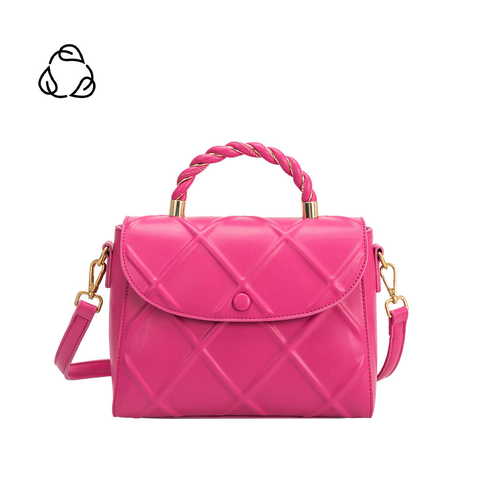 Pink Ruby Medium Recycled Vegan Leather Top Handle Bag | Melie Bianco