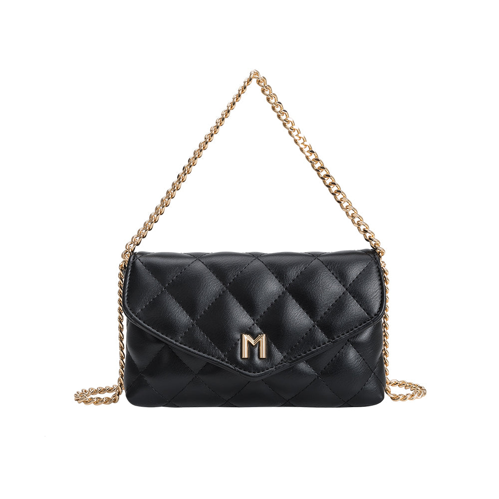 Black Gigi Small Vegan Leather Shoulder Clutch | Melie Bianco