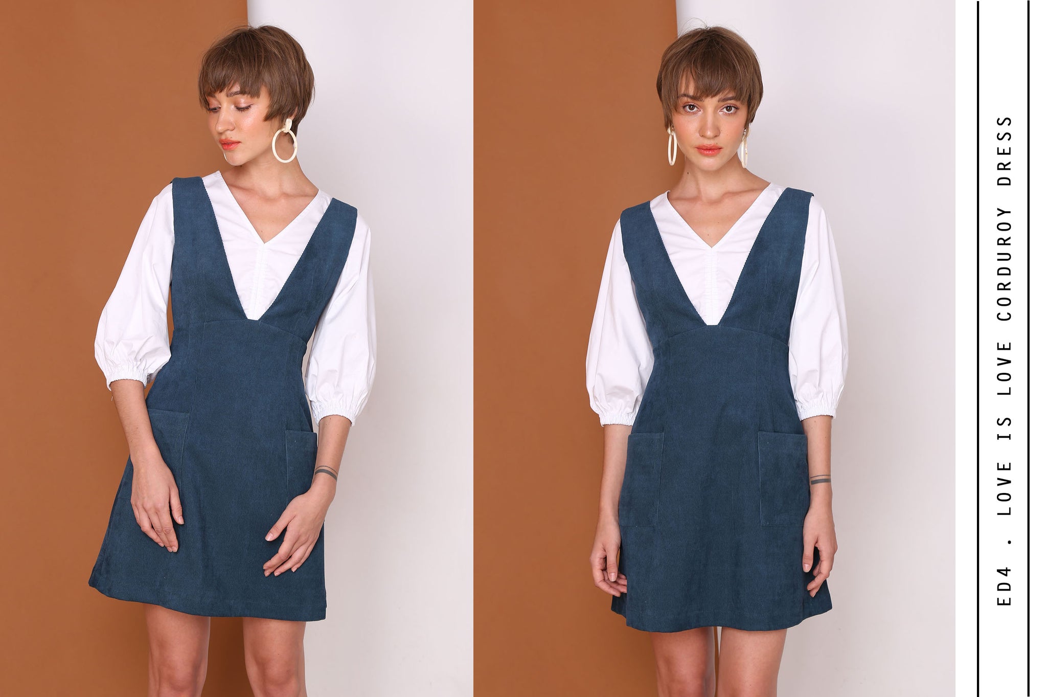 LOVE IS LOVE Corduroy Pinafore Mini Dress