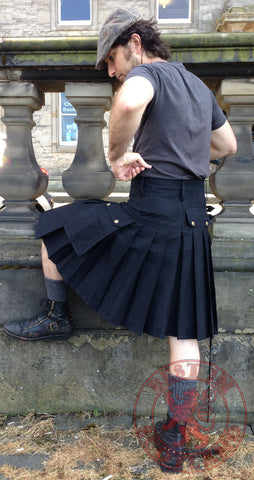 mens black utility kilt