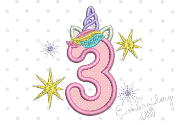 unicorn 0 9 numbers set applique embroidery designs by embroideryland