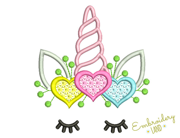 Download Cute Unicorn Heart Valentine's Day Embroidery Design by ...