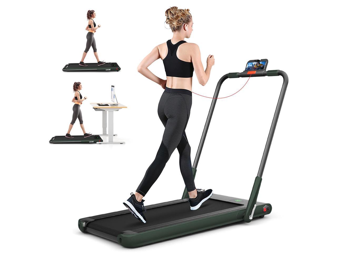 2.25HP 2 in 1 Folding Under Desk Treadmill W/Bluetooth Speaker Remote Control