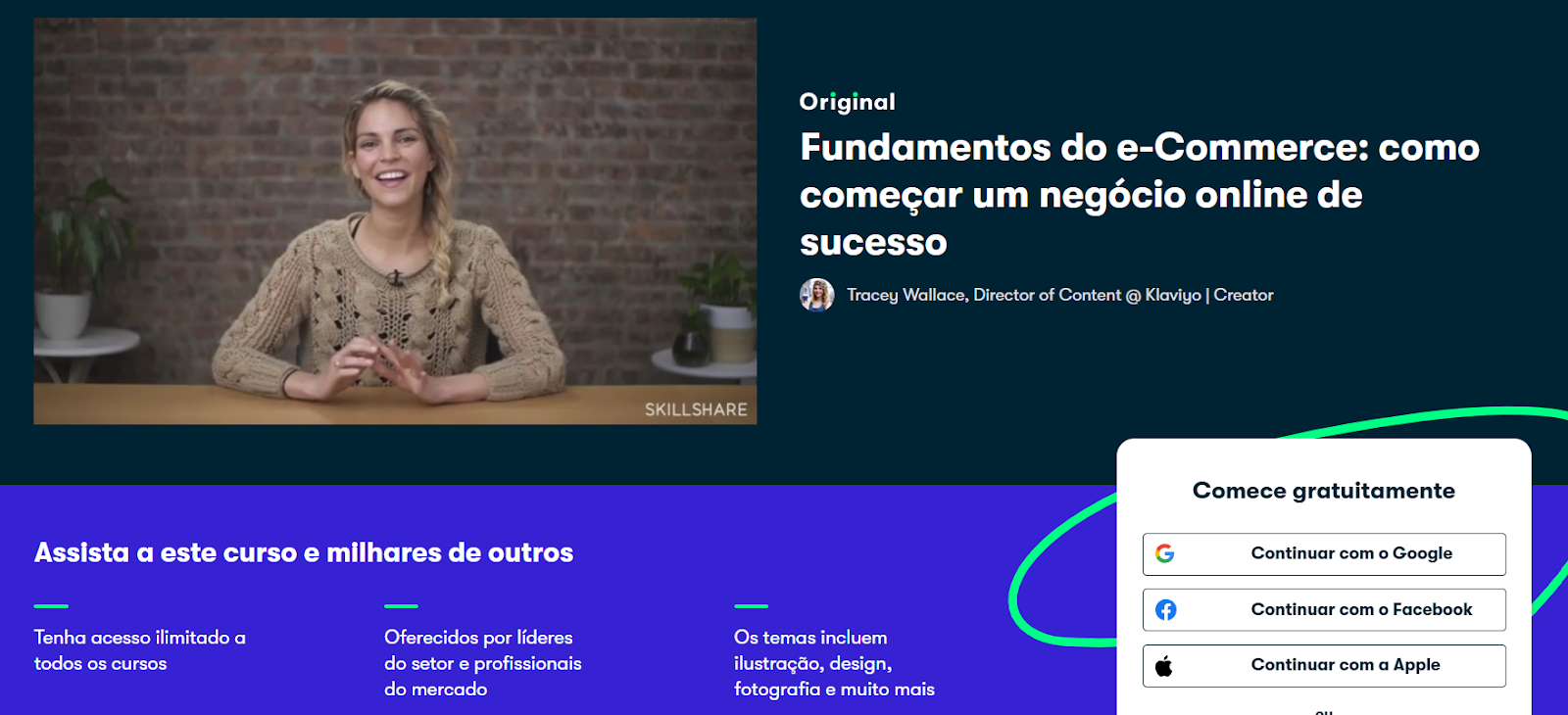 Captura de ecrã do curso de Tracy Wallace na Skillshare.