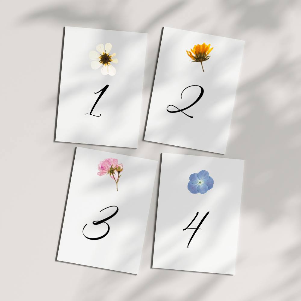 Boho Floral Table Number Digital Template, 1 thru 20