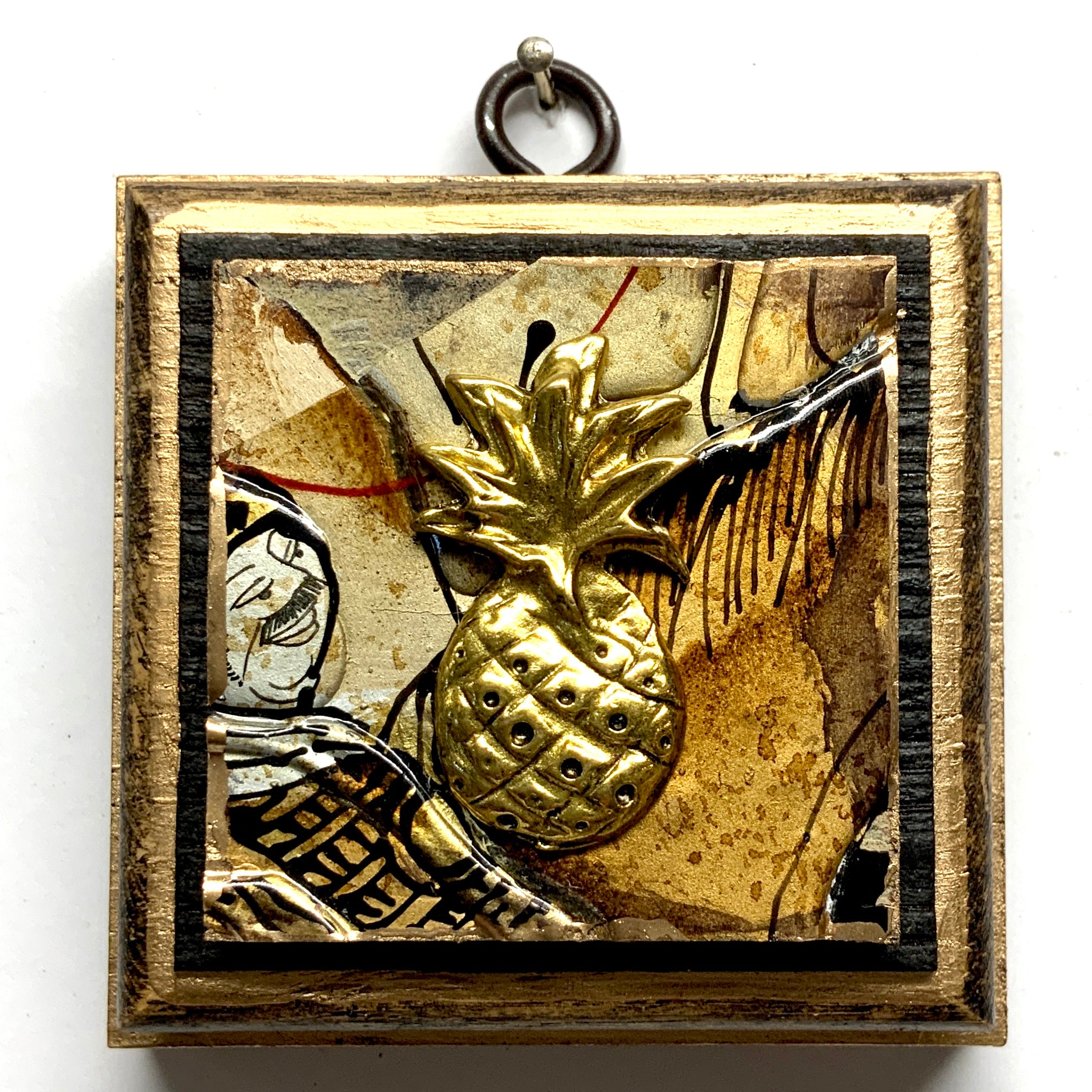 Bourbon Barrel Frame with Pineapple on Coromandel (3.25" wide)