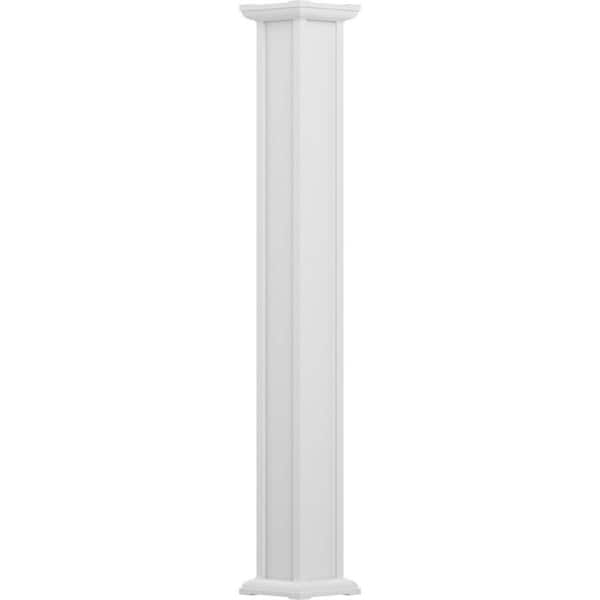 10' x 7-1/2" Endura-Aluminum Acadian Style Column, Square Shaft (Post Wrap Installation), Non-Tapered, Textured White