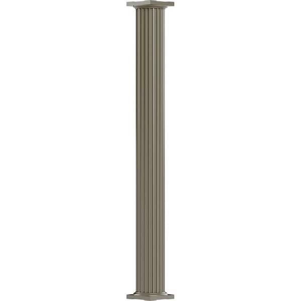 10' x 7-5/8" Endura-Aluminum Column, Round Shaft (Post Wrap Installation), Non-Tapered, Fluted, Wicker