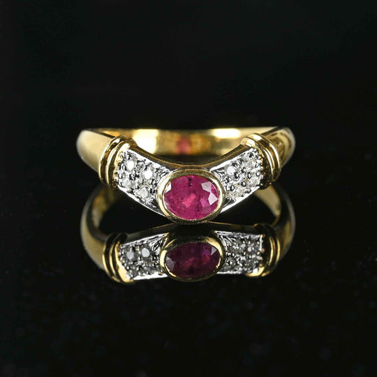 Fine 18K Gold Diamond Ruby Chevron Ring#N#– Boylerpf