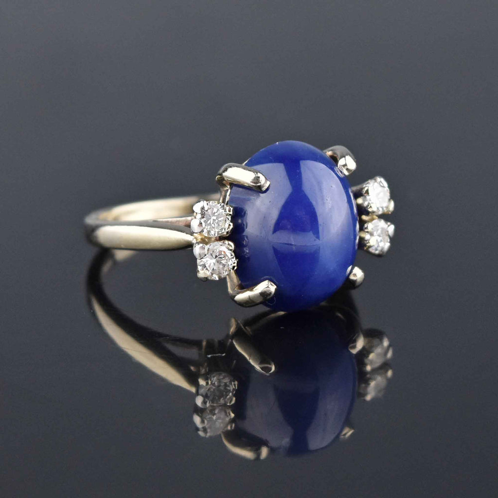 Vintage 14K White Gold Diamond Blue Star Sapphire Ring – Boylerpf