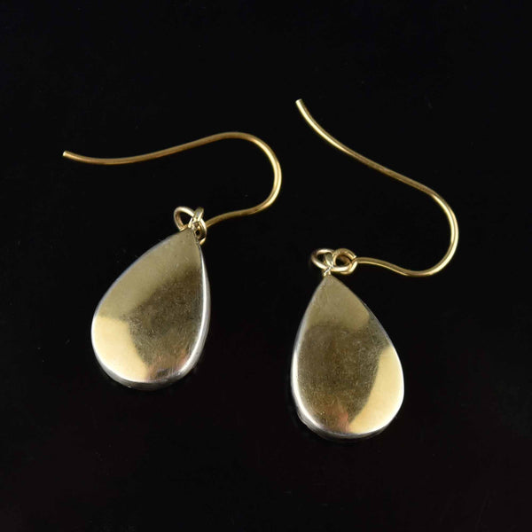 Antique Pear Cabochon Garnet Earrings, Pierced Dangle - Boylerpf
