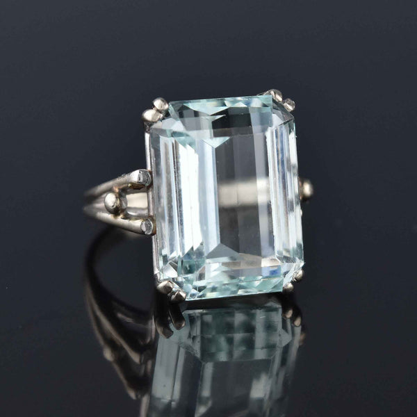 Vintage 13 CTW Aquamarine Ring in 14K White Gold – Boylerpf