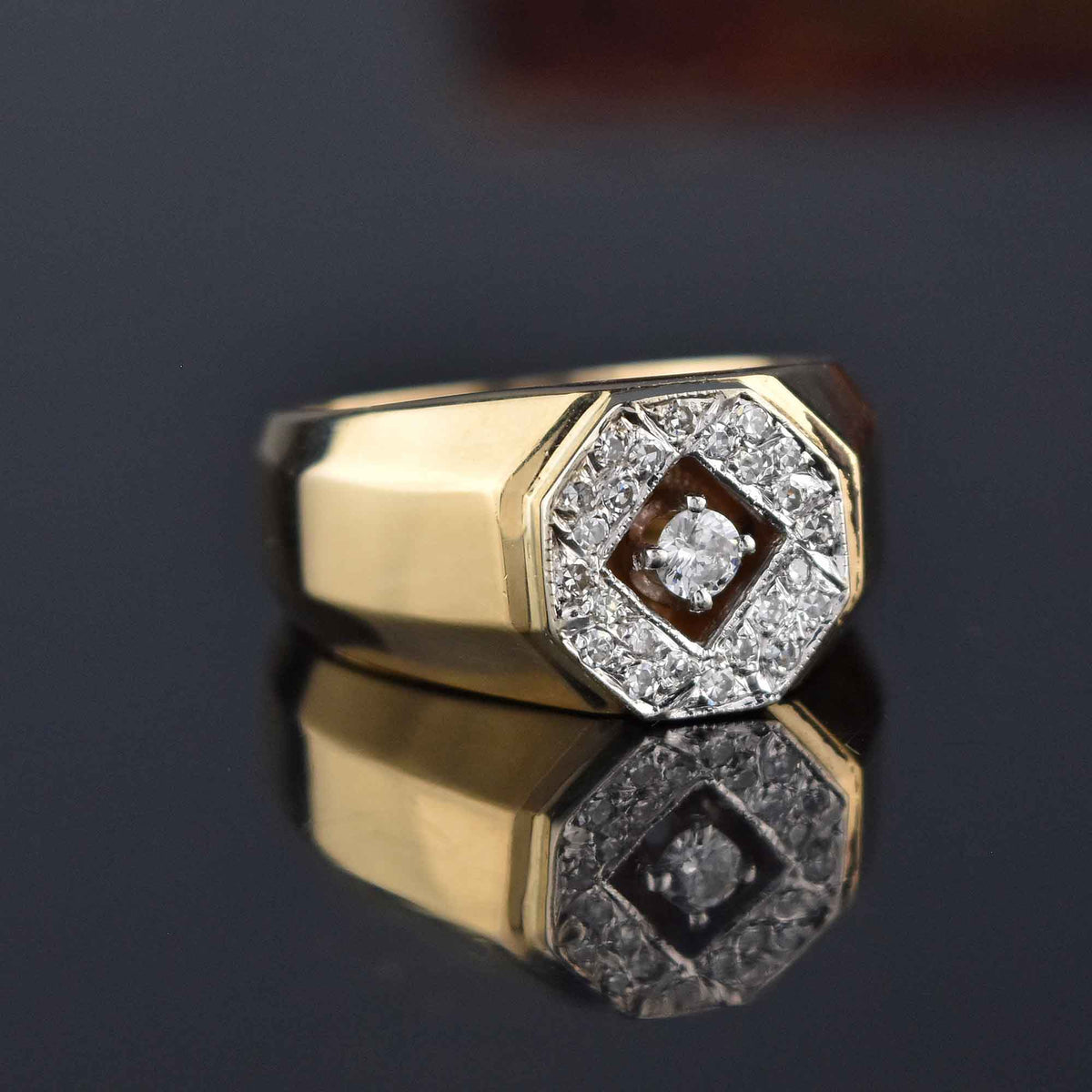 Mens 14K Gold Diamond Signet Ring, .50 Carats – Boylerpf