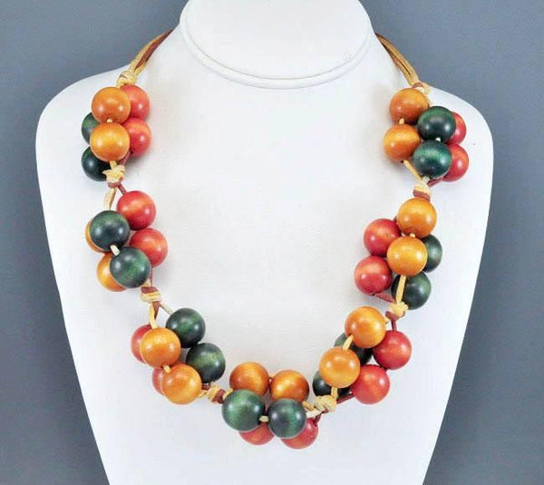 Wooden Bead Haskell Style Art Deco Bib Necklace – Boylerpf