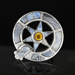 Antique Scottish Agate 20 CTW Citrine Brooch 14K Gold – Boylerpf