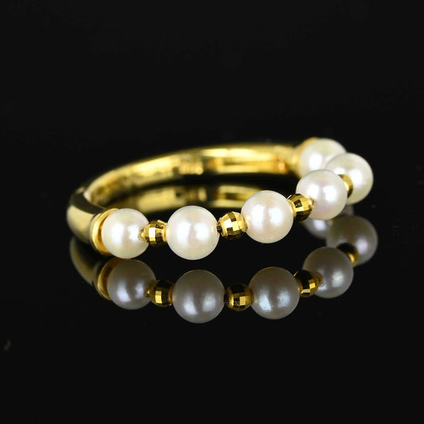 Vintage 18K Gold Half Hoop Pearl Ring – Boylerpf