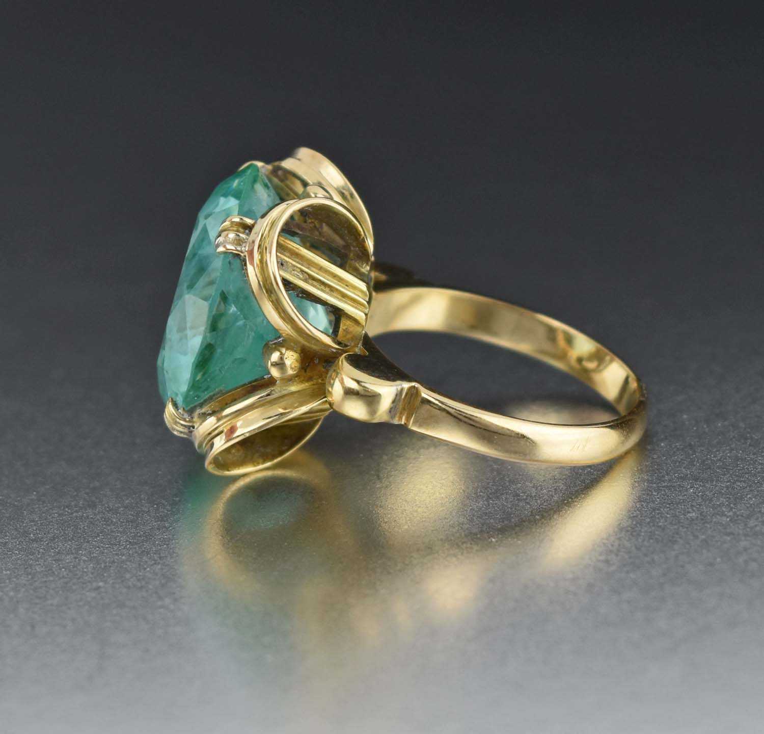 Green Blue Vintage Spinel Ring 14K Yellow Gold 17 CTW – Boylerpf