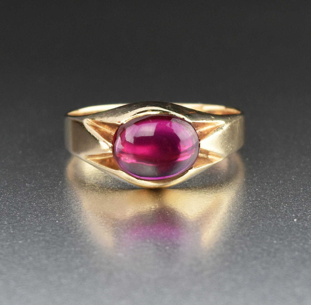 Mens Art Deco Gold Synthetic Ruby Signet Ring ON HOLD Boylerpf