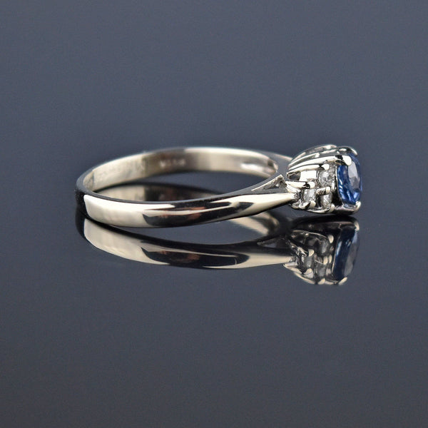 Effy 14K white Gold Heart Sapphire Diamond Ring - Boylerpf