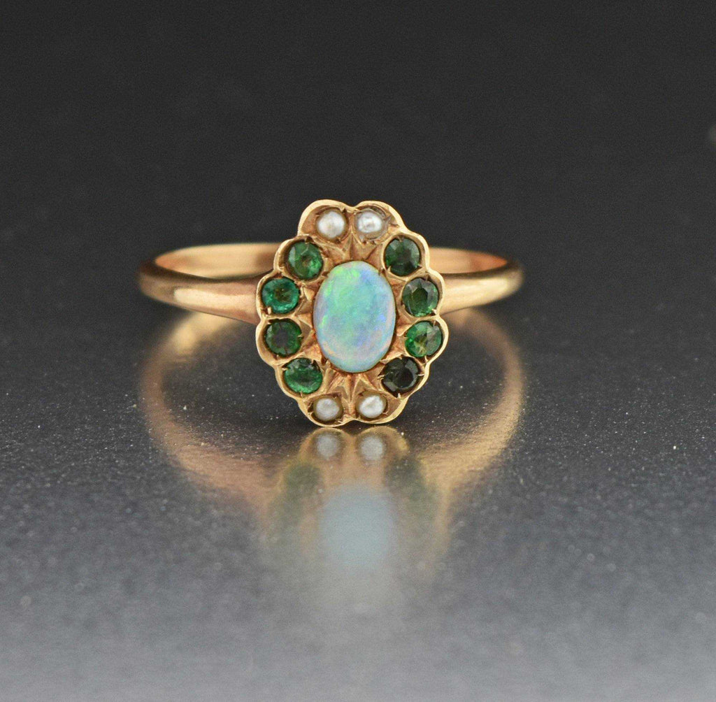 Antique Pearl Emerald and Opal Ring Boylerpf