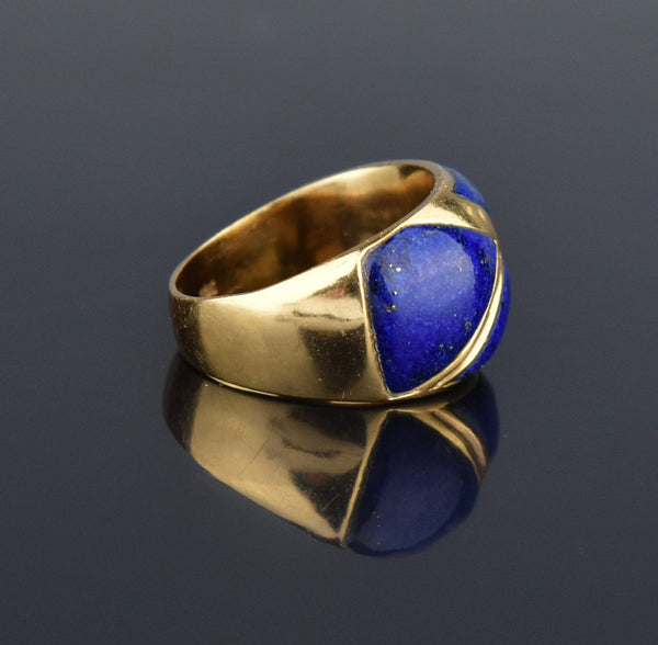 Wide 14K Gold Lapis Lazuli Band Ring, Sz 7 – Boylerpf