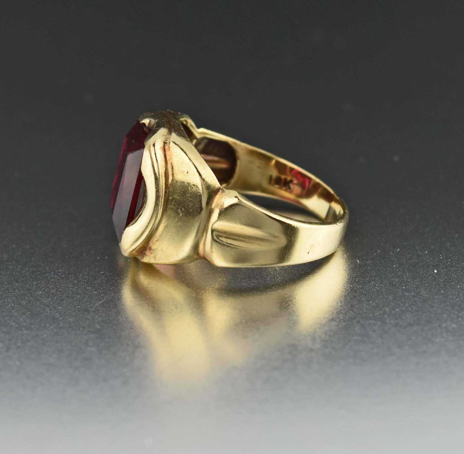 Art Deco Mens Gold Ruby Ring 1920s Boylerpf