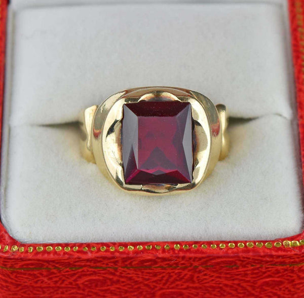 Art Deco Mens Gold Ruby Signet Ring 1920s – Boylerpf