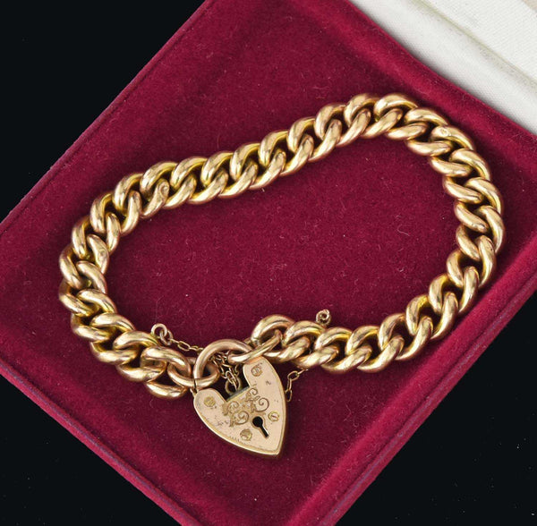 Vintage Gold Heart Padlock Link Bracelet – Boylerpf