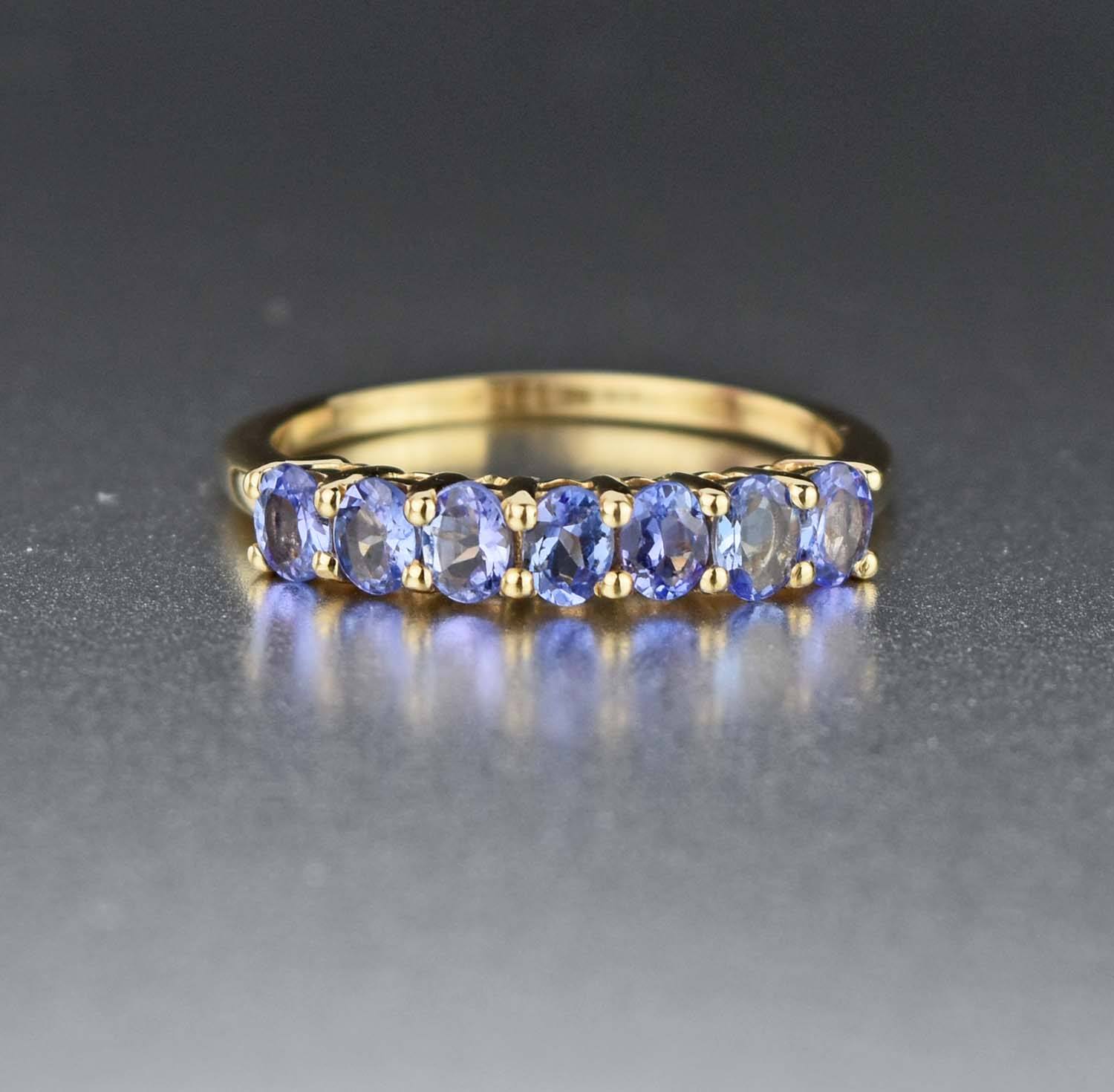 Yellow Gold,Tanzanite Half Eternity Wedding Band RIng Boylerpf