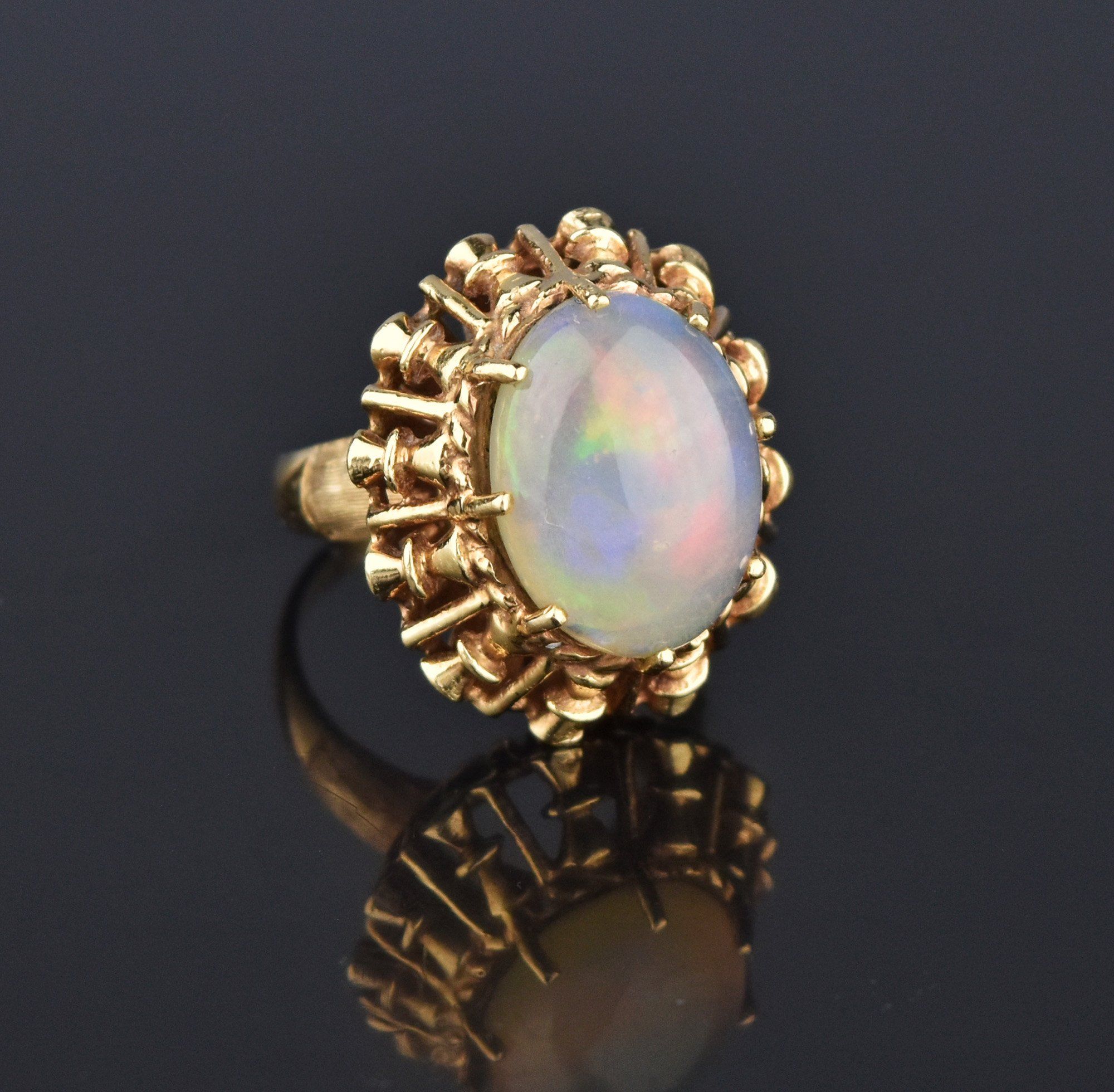 Retro 14K Gold Cabochon Opal Ring, 1940s – Boylerpf