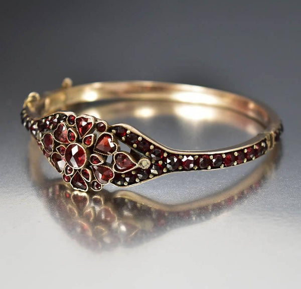 Victorian Heart Bohemian Garnet Bangle Bracelet – Boylerpf