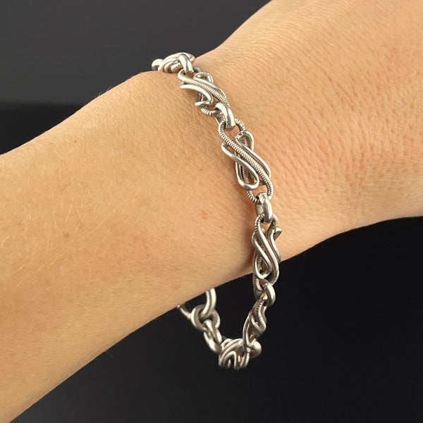 Antique French Silver Love Knot Albert Watch Chain Bracelet – Boylerpf