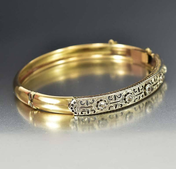 Art Deco Gold Rock Crystal Bangle Bracelet Kollmar Jourdan – Boylerpf