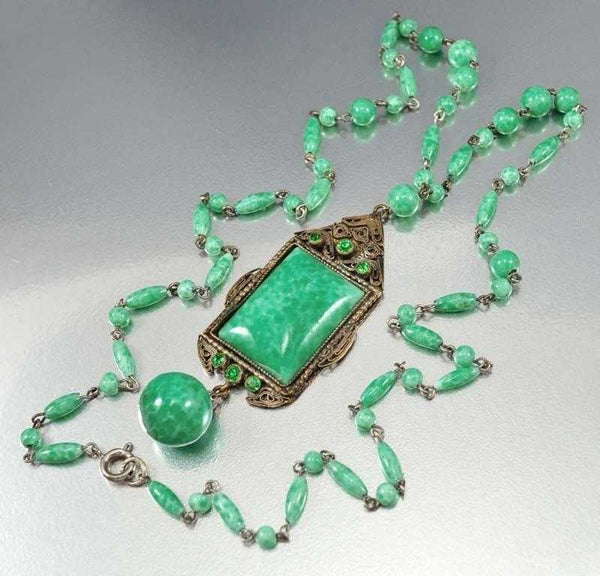Vintage Czech Art Deco Peking Glass Necklace – Boylerpf