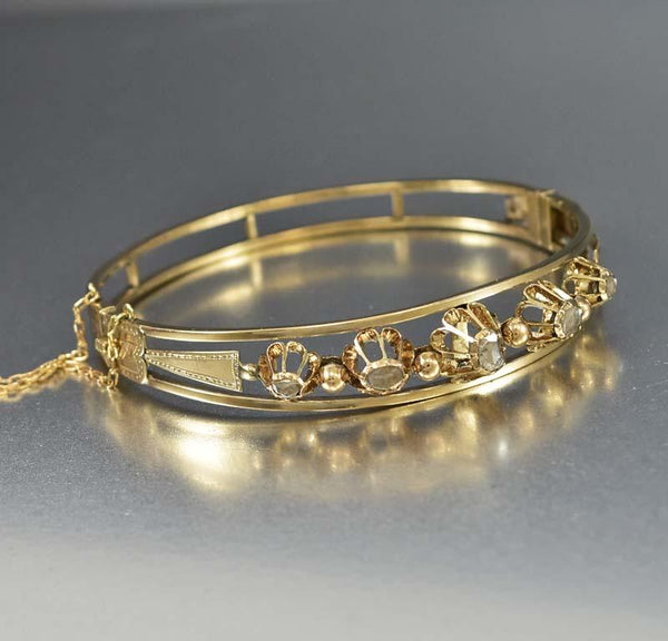 Antique Gold Rose Cut Diamond Bangle Bracelet – Boylerpf