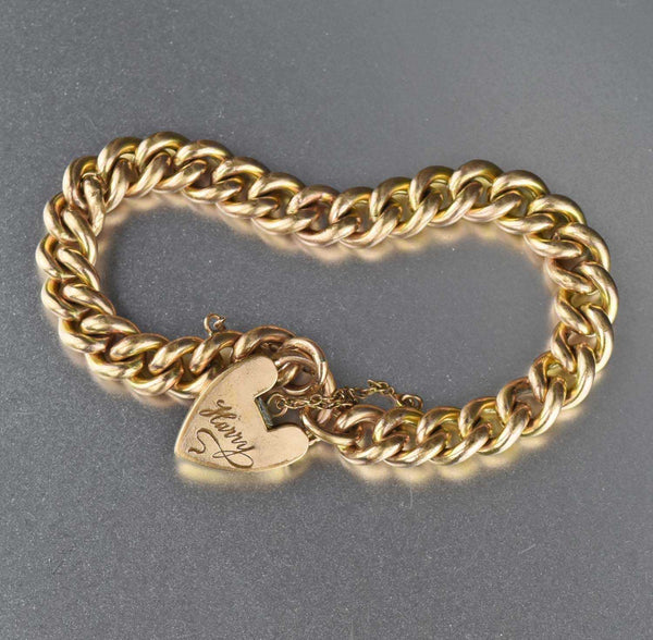 Vintage Gold Heart Padlock Link Bracelet – Boylerpf