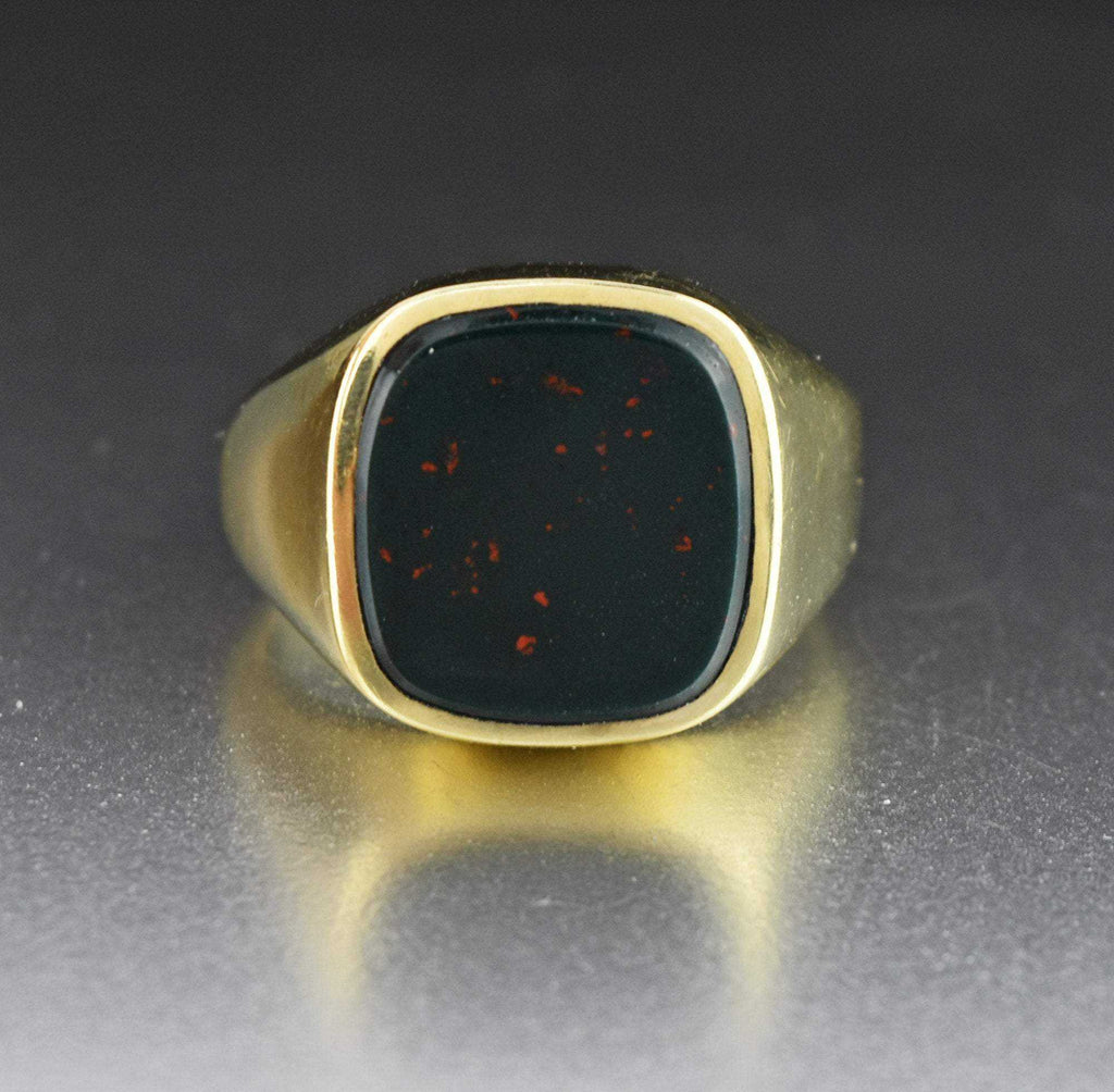 Antique Mens 10K Gold Bloodstone Signet Ring Boylerpf